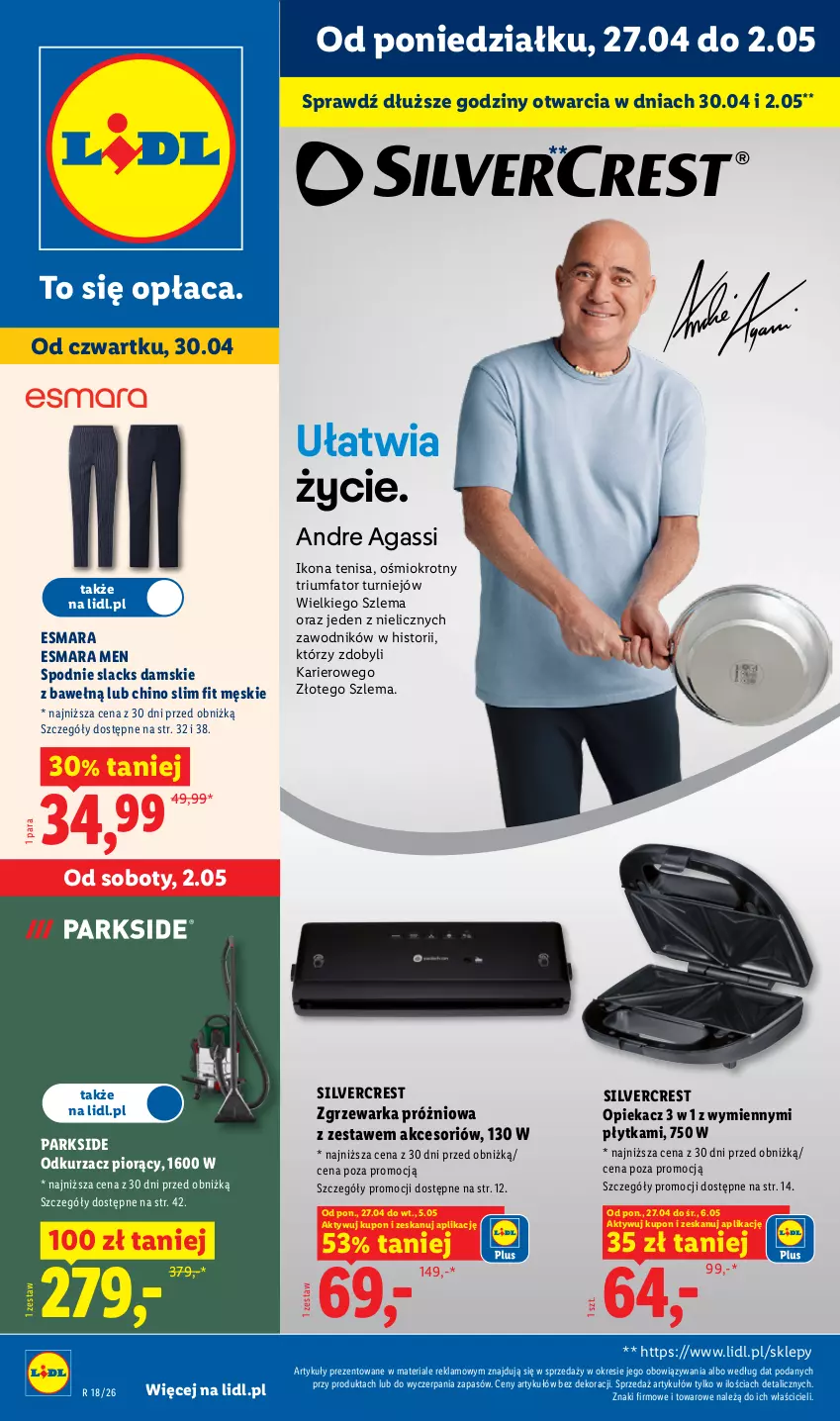 Gazetka promocyjna Lidl - Katalog ważny od 27.04 - ważna 27.04 do 02.05.2026 - strona 1 - produkty: Fa, Lack, Odkurzacz, Parkside, Płytka, Silvercrest, Spodnie, Warka