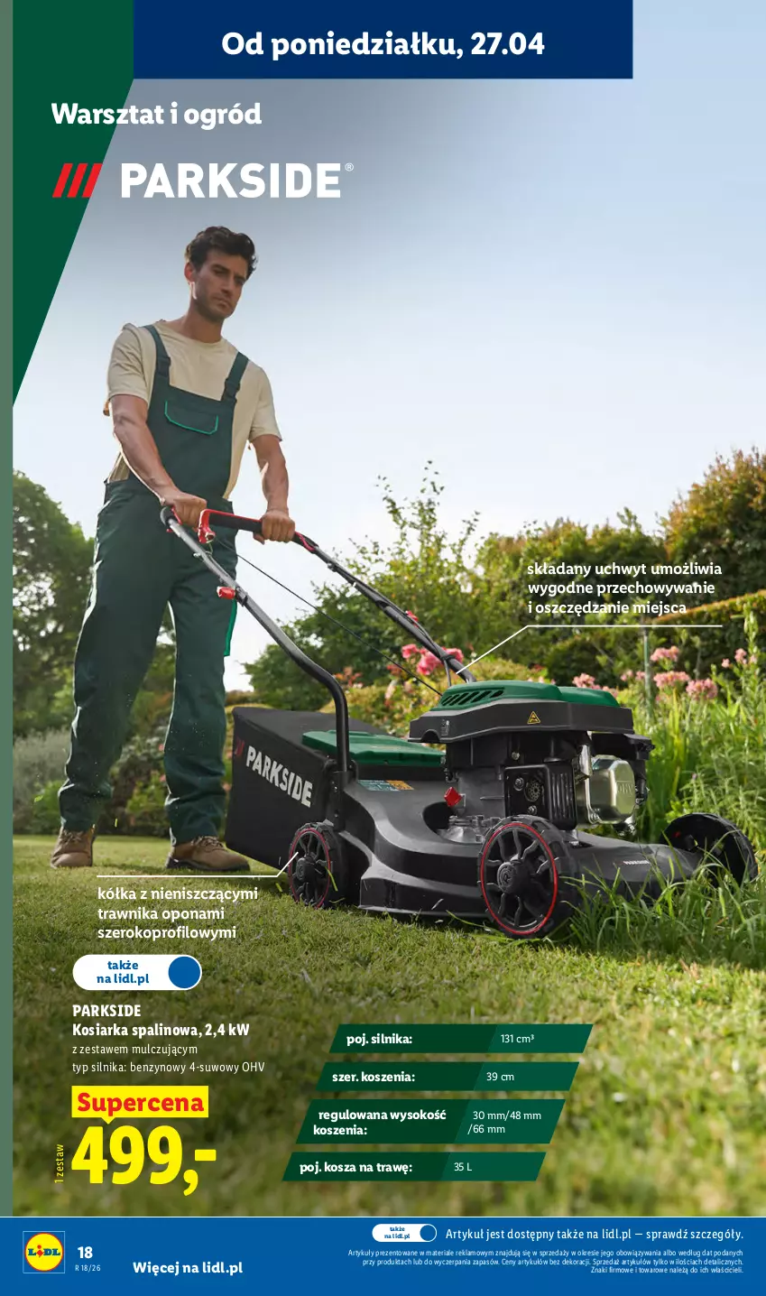 Gazetka promocyjna Lidl - Katalog ważny od 27.04 - ważna 27.04 do 02.05.2026 - strona 20 - produkty: Kosiarka, Kosz, Ogród, Parkside, Sok