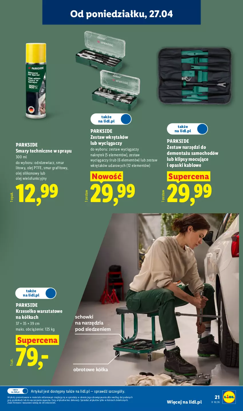 Gazetka promocyjna Lidl - Katalog ważny od 27.04 - ważna 27.04 do 02.05.2026 - strona 23 - produkty: Gra, Olej, Parkside, Wkręt, Zestaw narzędzi, Zestaw wkrętaków