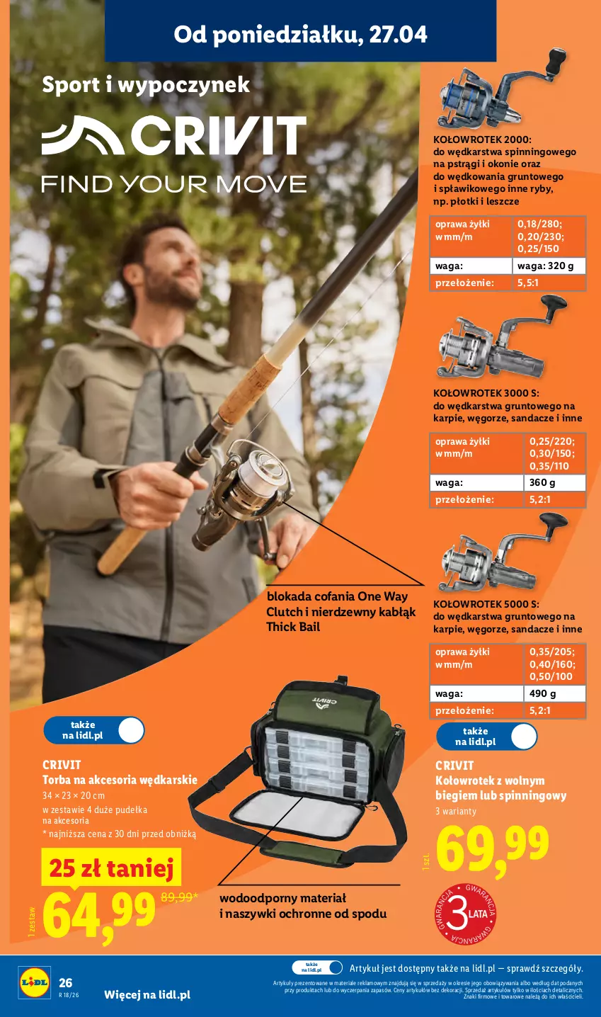 Gazetka promocyjna Lidl - Katalog ważny od 27.04 - ważna 27.04 do 02.05.2026 - strona 28 - produkty: Fa, Grunt, Karp, Por, Pstrąg, Sandacz, Sport, Torba, Waga, Wiko