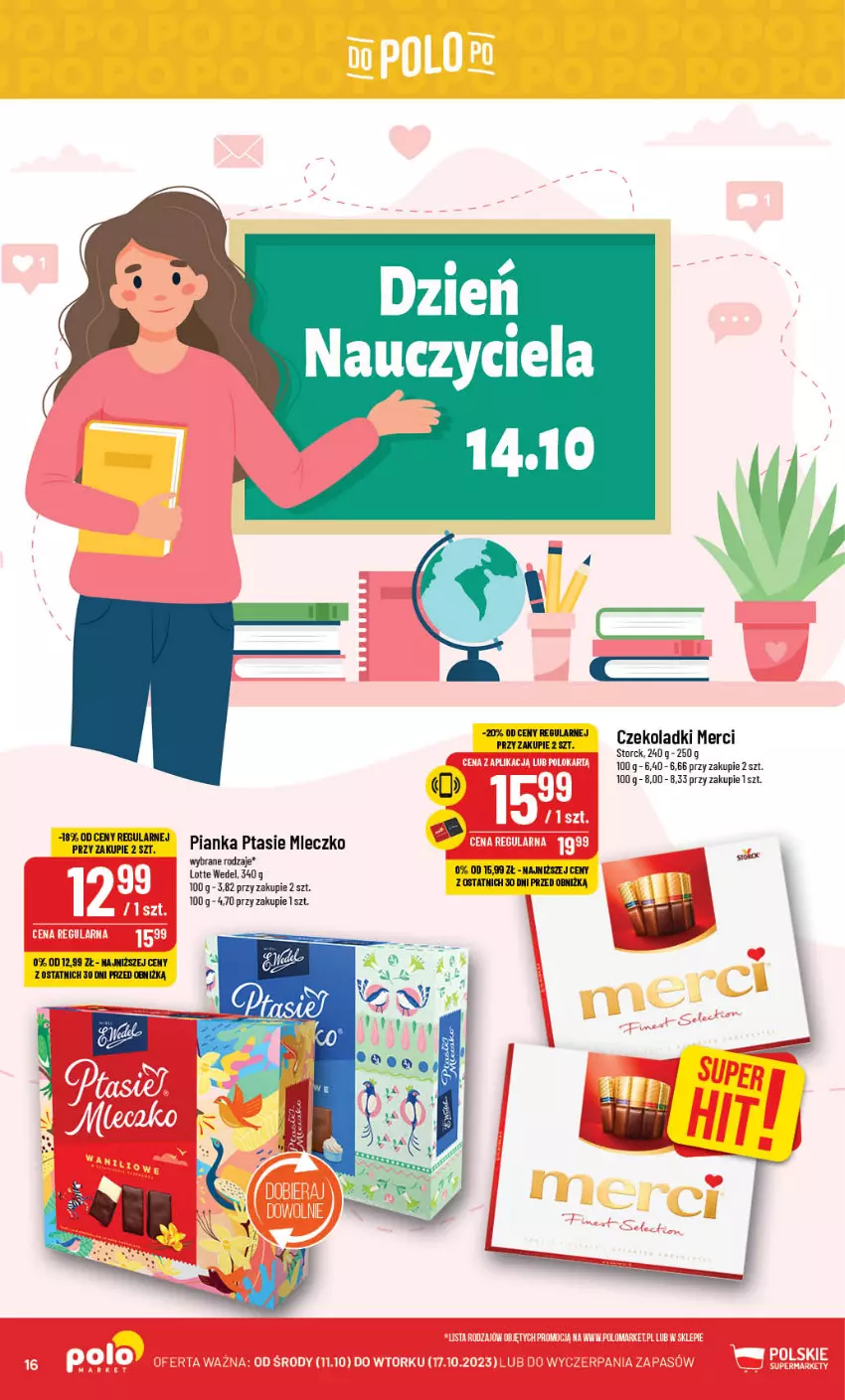 Gazetka promocyjna PoloMarket - Gazetka pomocyjna - ważna 11.10 do 17.10.2023 - strona 16 - produkty: Merci, Mleczko, Ptasie mleczko