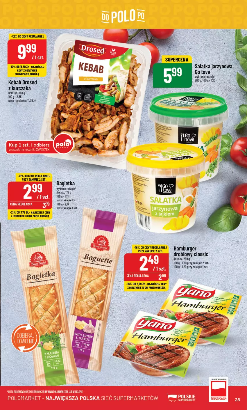 Gazetka promocyjna PoloMarket - Gazetka pomocyjna - ważna 11.10 do 17.10.2023 - strona 25 - produkty: Bagietka, Burger, Hamburger, Kebab, Kurczak, Ręcznik, Sałat, Sałatka