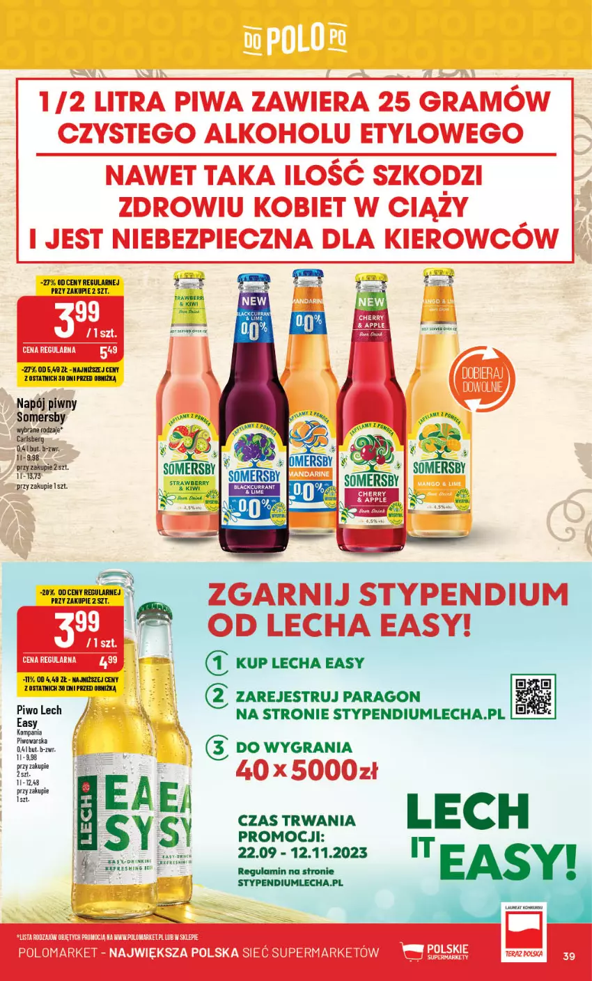 Gazetka promocyjna PoloMarket - Gazetka pomocyjna - ważna 11.10 do 17.10.2023 - strona 39 - produkty: Gra, Kiwi, Lack, Napój, Piec, Piwa, Somersby