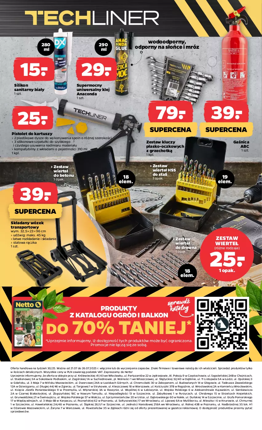 Gazetka promocyjna Netto - Od Poniedziałku Przemysłowa - ważna 21.07 do 26.07.2025 - strona 3 - produkty: Dźwig, Fa, Gaśnica, Gra, Gry, Karp, Klej, Kujawski, Ogród, Pistolet, Podlaski, Por, Silikon sanitarny, Sok, Sport, Stock, Top, Tran, Tusz, Wino, Wózek, Wózek transportowy, Zestaw kluczy, Zestaw wierteł