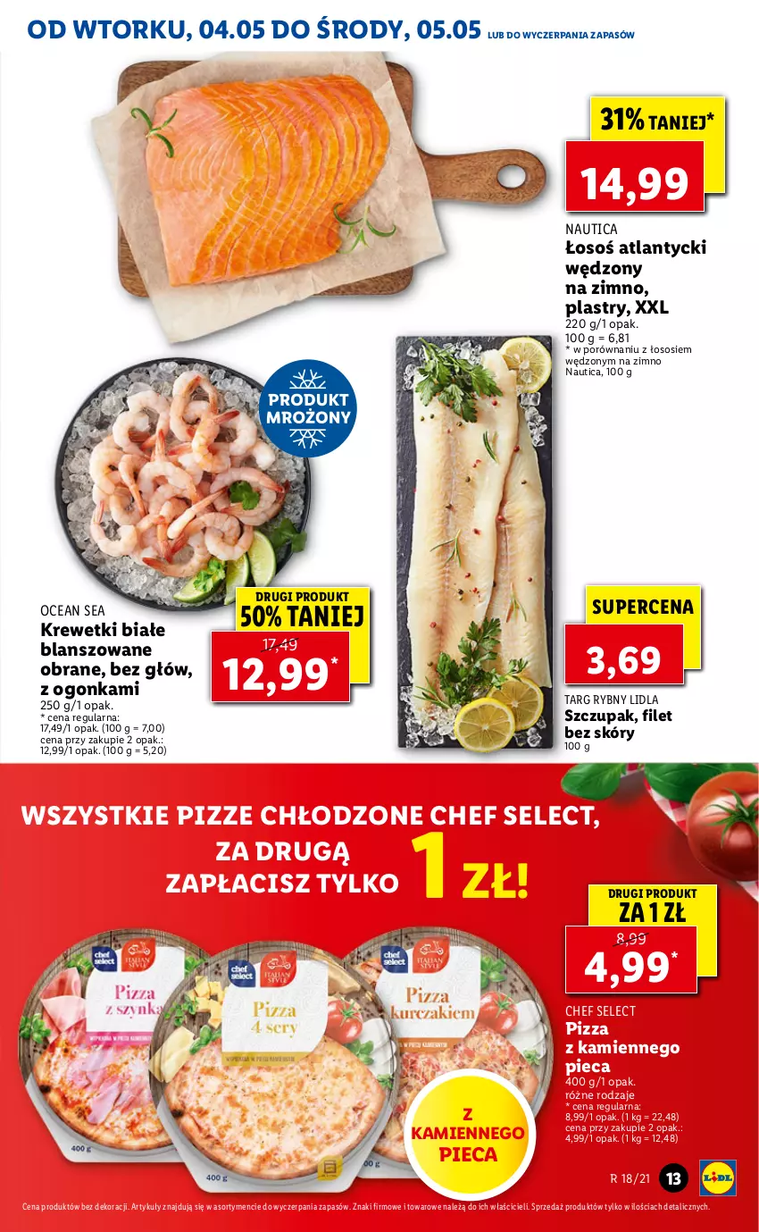 Gazetka promocyjna Lidl - GAZETKA - ważna 04.05 do 05.05.2021 - strona 13 - produkty: Krewetki, Piec, Pizza, Por, Sos, Zupa