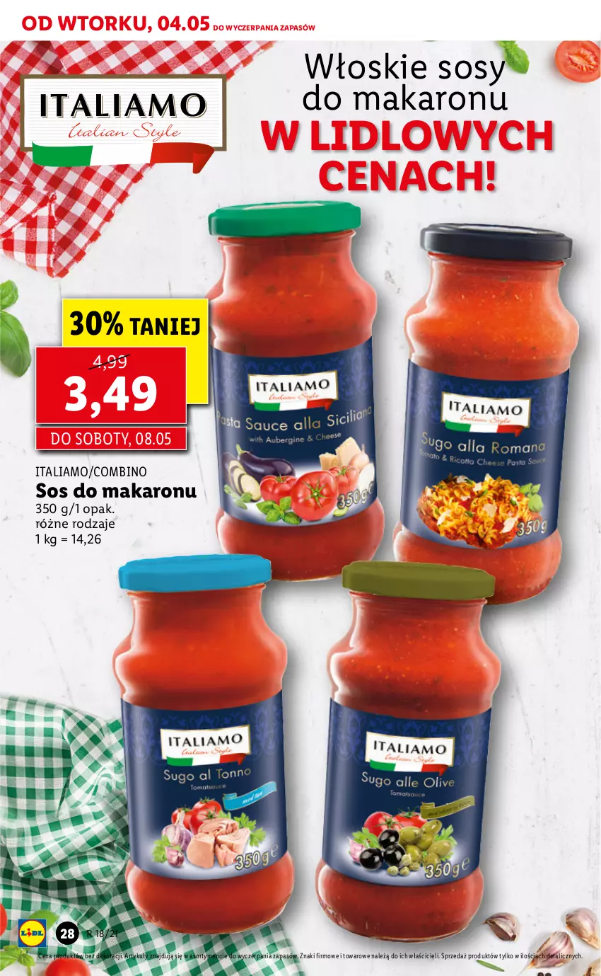 Gazetka promocyjna Lidl - GAZETKA - ważna 04.05 do 05.05.2021 - strona 28 - produkty: Makaron, Sos, Sos do makaronu