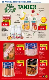 Gazetka promocyjna Lidl - GAZETKA - Gazetka - ważna od 05.05 do 05.05.2021 - strona 15 - produkty: Kurczak, Polędwica, Por, Pur, Gra, Filet z piersi kurczaka, Jogurt, Parówki, PIKOK, Pilos, Smoothie, Frankfurterki, Mango, Jogurt pitny