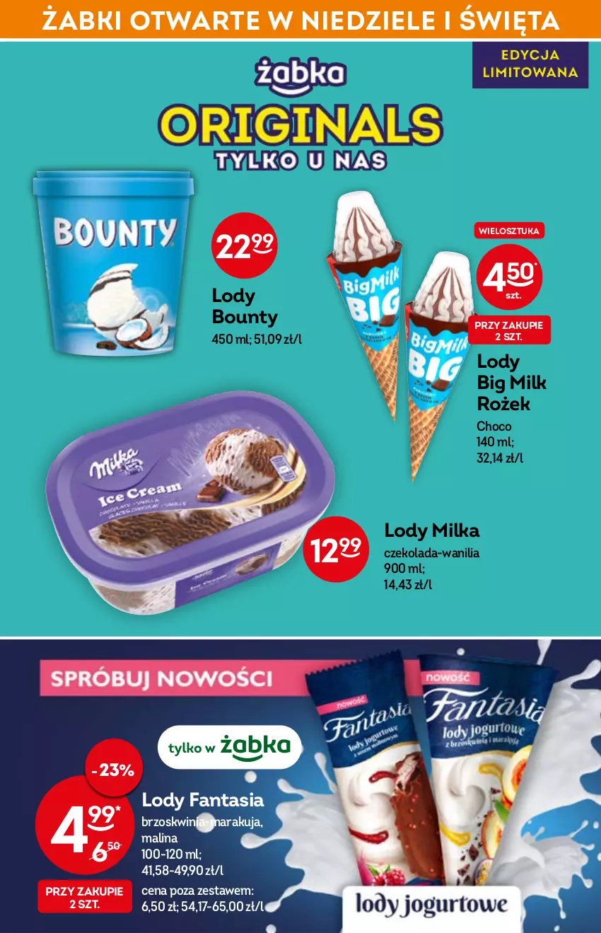 Gazetka promocyjna Żabka - ważna 27.04 do 03.05.2022 - strona 27 - produkty: Big Milk, Bounty, Czekolada, Fa, Fanta, Lody, Milka