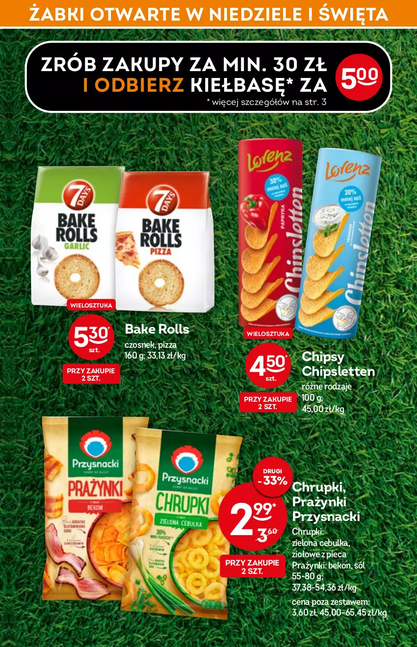 Gazetka promocyjna Żabka - ważna 27.04 do 03.05.2022 - strona 9 - produkty: Bake Rolls, Beko, Chipsy, Chrupki, Czosnek, Piec, Pizza, Przysnacki, Sól