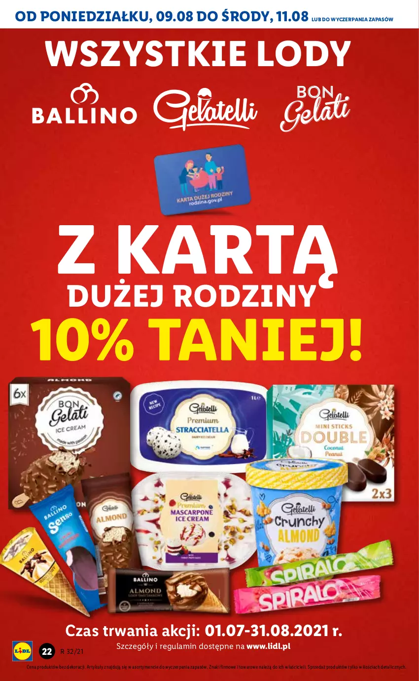 Gazetka promocyjna Lidl - GAZETKA - ważna 09.08 do 11.08.2021 - strona 22 - produkty: Lody