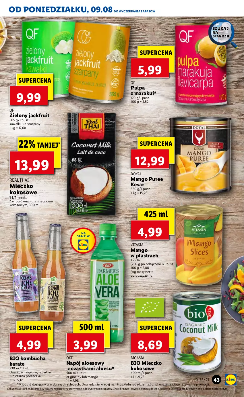 Gazetka promocyjna Lidl - GAZETKA - ważna 09.08 do 11.08.2021 - strona 43 - produkty: Gin, Kawa, Kokos, Mango, Mleczko, Napój, Por, Pur, Wino