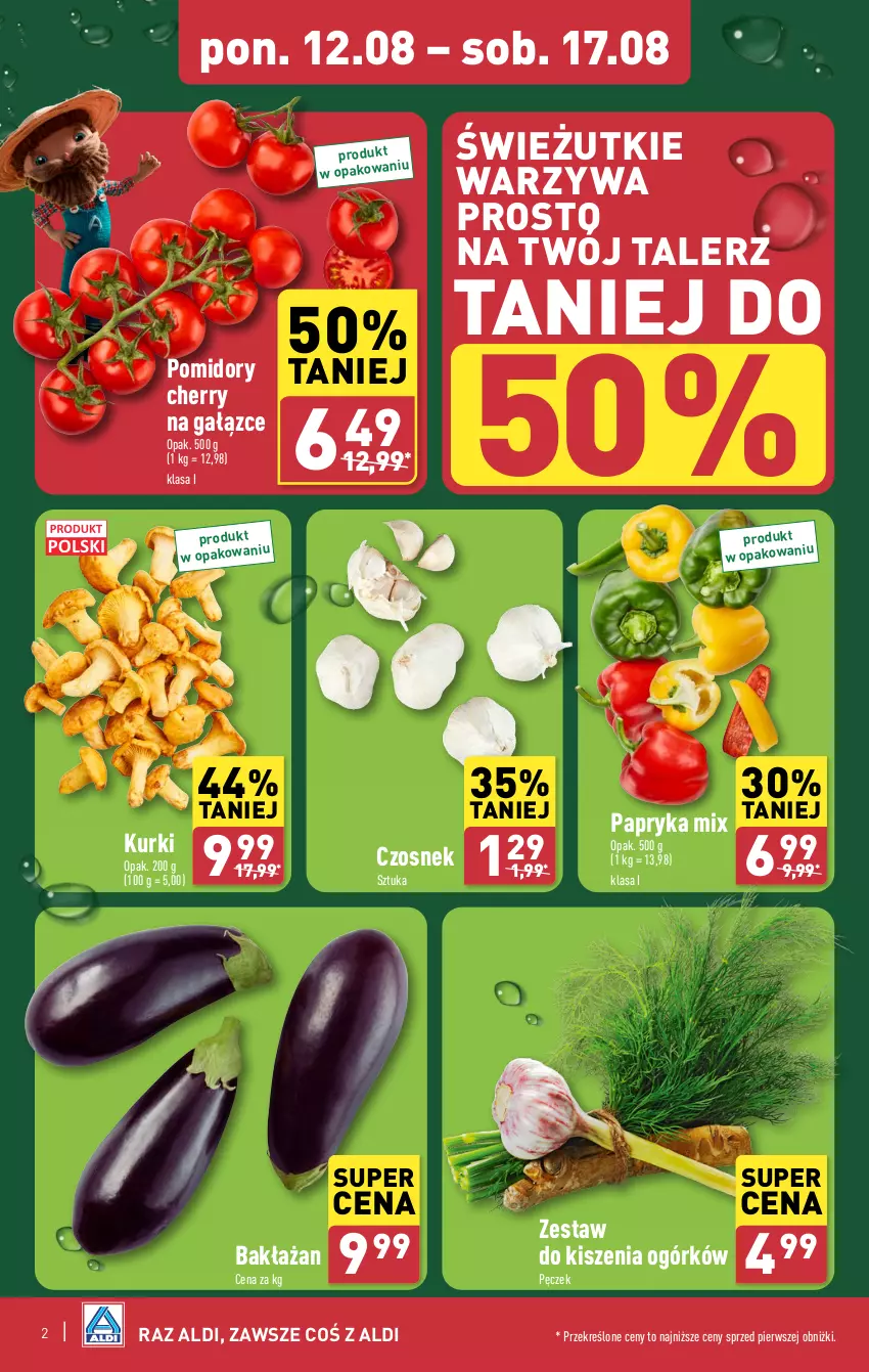 Gazetka promocyjna Aldi - Farmer ALDIK poleca świeże owoce i warzywa - ważna 12.08 do 17.08.2024 - strona 2 - produkty: Czosnek, Papryka, Pomidory, Talerz, Warzywa