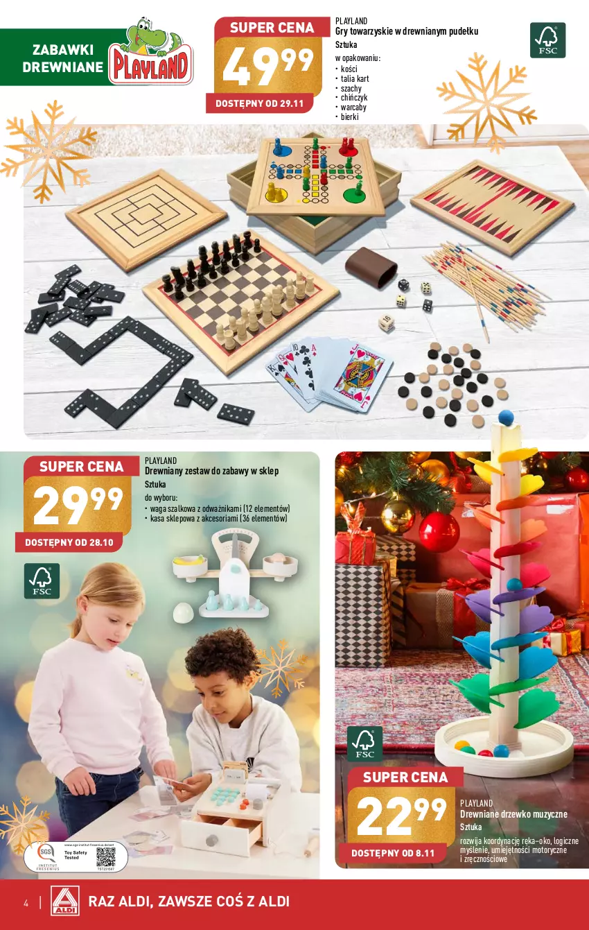 Gazetka promocyjna Aldi - Katalog z zabawkami - ważna 28.10 do 23.12.2023 - strona 4 - produkty: Gry, Szachy, Szal, Waga, Zabawki drewniane