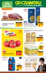 Gazetka promocyjna Stokrotka - Market - Gazetka - ważna od 25.08 do 25.08.2021 - strona 1 - produkty: Lubella, Makaron, Bell, Karkówka wieprzowa, Kawa mielona, Kawa, Pepsi, Farm Milk, Lavazza, Bella, Napój, Pomidory, Mleko, Fa