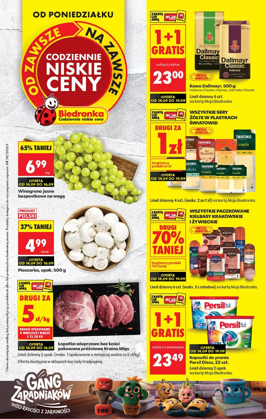 Gazetka promocyjna Biedronka - Od Poniedziałku - ważna 14.09 do 19.09.2026 - strona 1 - produkty: Kapsułki do prania, Kawa, Kret, Persil, Ser, Wino