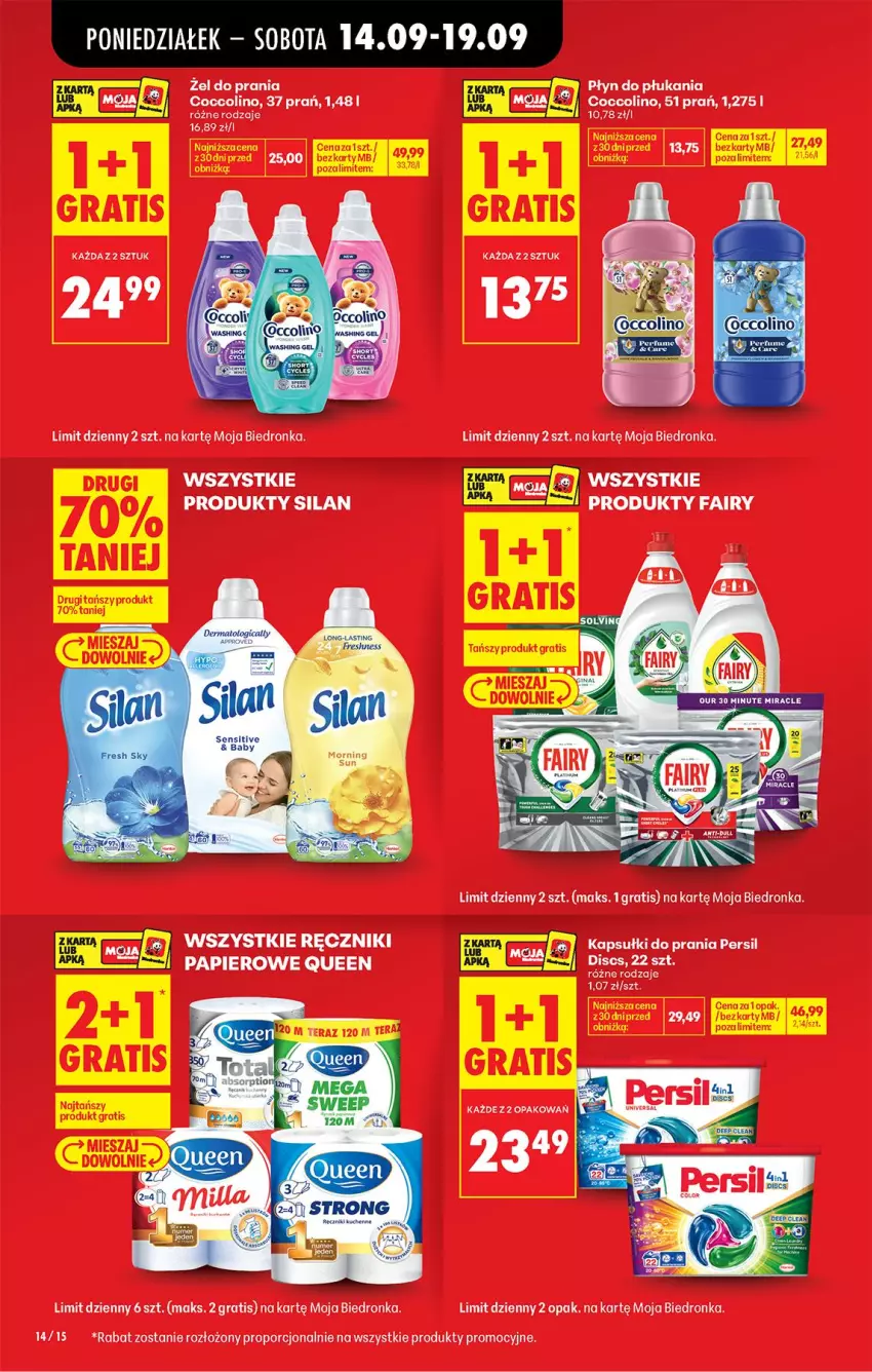 Gazetka promocyjna Biedronka - Od Poniedziałku - ważna 14.09 do 19.09.2026 - strona 18 - produkty: Coccolino, Fa, Fairy, Gra, Persil, Płyn do płukania, Por, Ręcznik, Silan