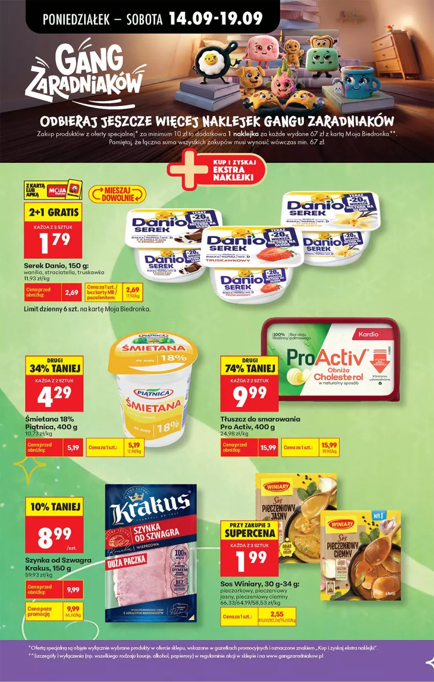 Gazetka promocyjna Biedronka - Od Poniedziałku - ważna 14.09 do 19.09.2026 - strona 32 - produkty: Dada, Danio, Gra, Klej, Krakus, Mięta, Mus, Piątnica, Piec, Ser, Serek, Sos, Szynka, Winiary