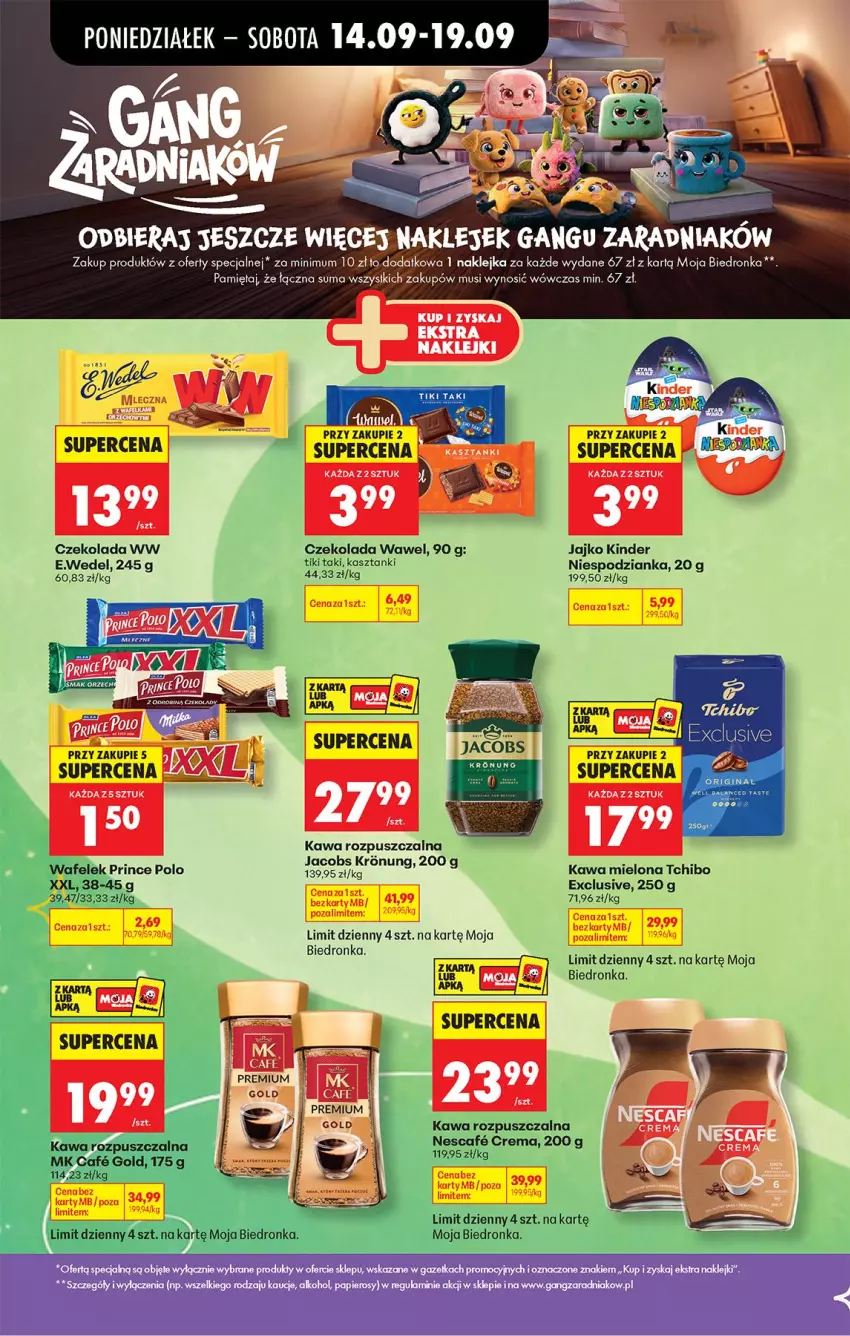 Gazetka promocyjna Biedronka - Od Poniedziałku - ważna 14.09 do 19.09.2026 - strona 33 - produkty: Czekolada, Jacobs, Kawa, Kawa mielona, Kawa rozpuszczalna, Kinder, Klej, Mięta, Mus, Prince Polo, Tchibo, Wafelek, Wawel