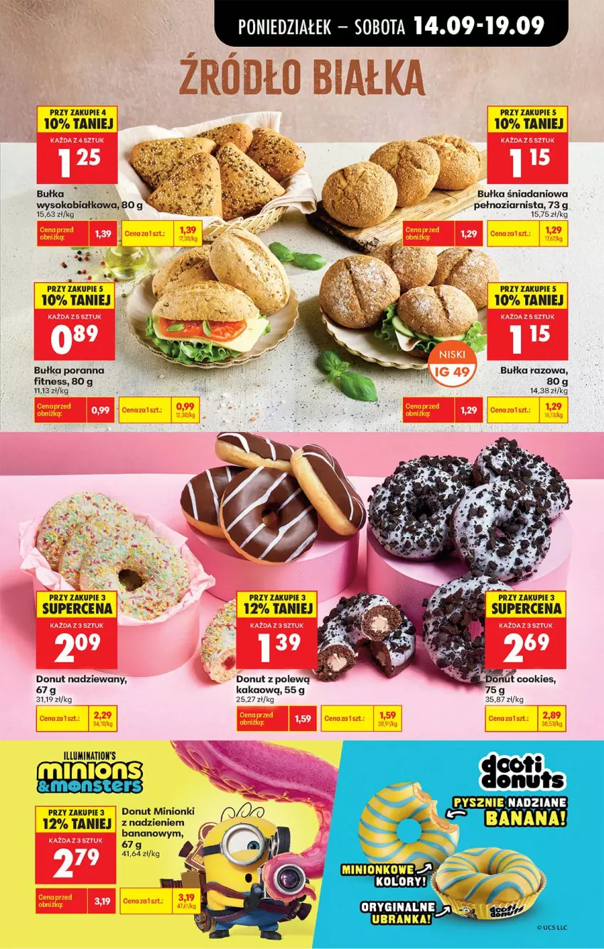 Gazetka promocyjna Biedronka - Od Poniedziałku - ważna 14.09 do 19.09.2026 - strona 47 - produkty: Bułka, Danio, Donut, Kakao, Por, Sok