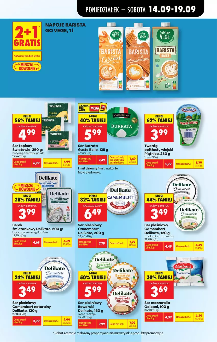 Gazetka promocyjna Biedronka - Od Poniedziałku - ważna 14.09 do 19.09.2026 - strona 51 - produkty: Bell, Burrata, Camembert, Galbani, Gouda, Mozzarella, Piątnica, Por, Ser, Ser pleśniowy, Ser topiony, Serek, Top, Twaróg, Twaróg półtłusty