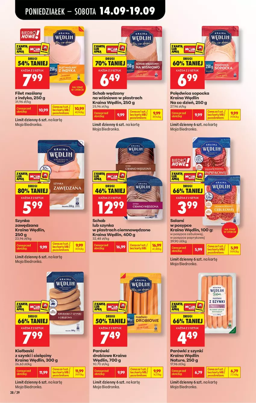 Gazetka promocyjna Biedronka - Od Poniedziałku - ważna 14.09 do 19.09.2026 - strona 52 - produkty: Fa, Parówki, Parówki z szynki, Polędwica, Salami, Szynka, Tera