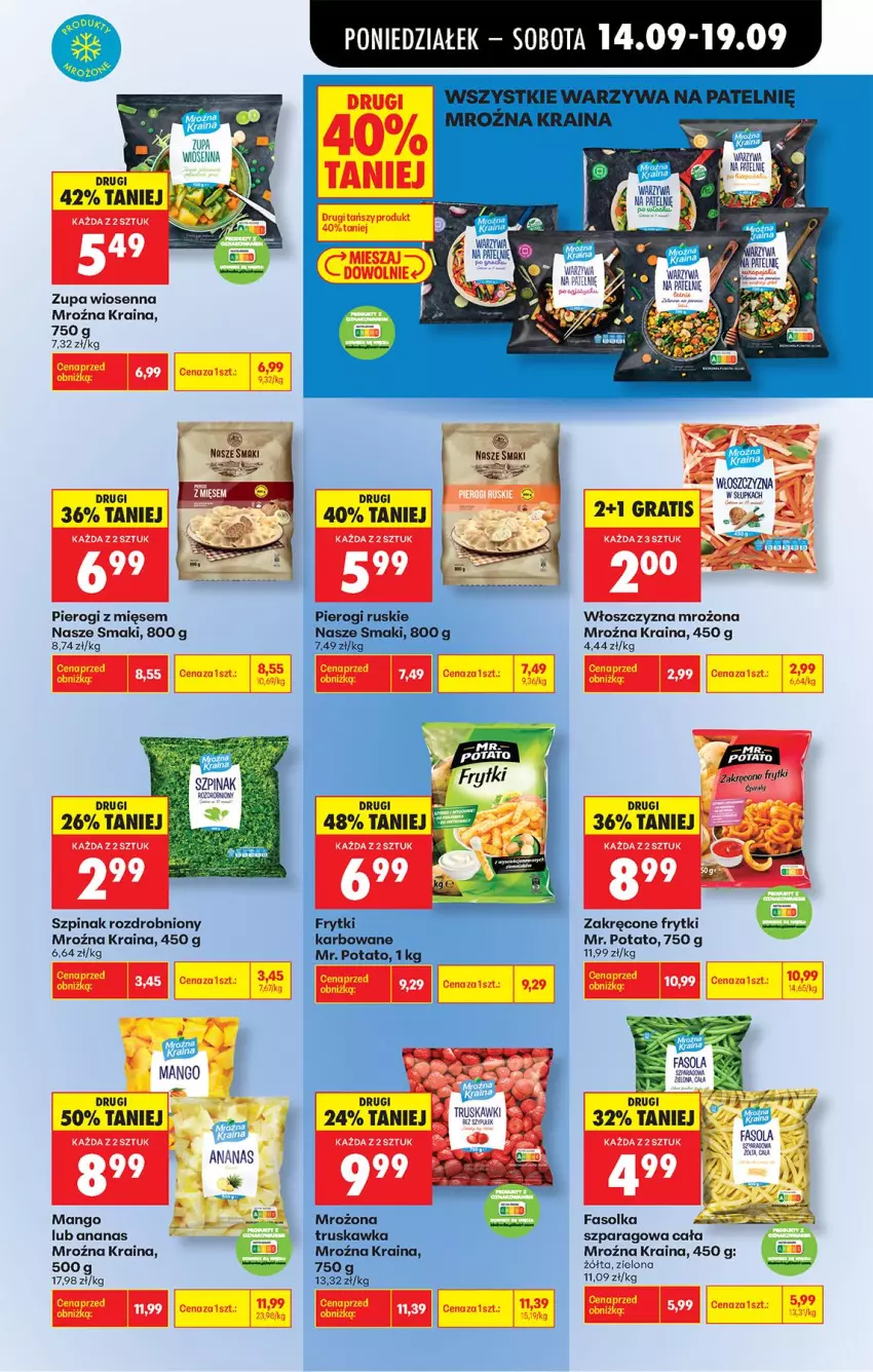 Gazetka promocyjna Biedronka - Od Poniedziałku - ważna 14.09 do 19.09.2026 - strona 61 - produkty: Ananas, Fa, Fasola, Frytki, Mango, Pierogi, Szpinak, Zupa