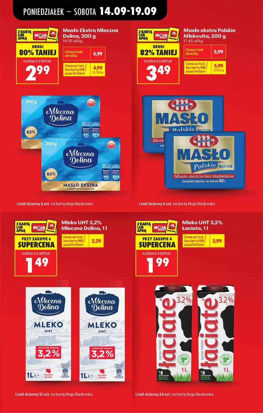 Gazetka promocyjna Biedronka - Od Poniedziałku - ważna 14.09 do 19.09.2026 - strona 7 - produkty: Masło, Mleko, Mlekovita