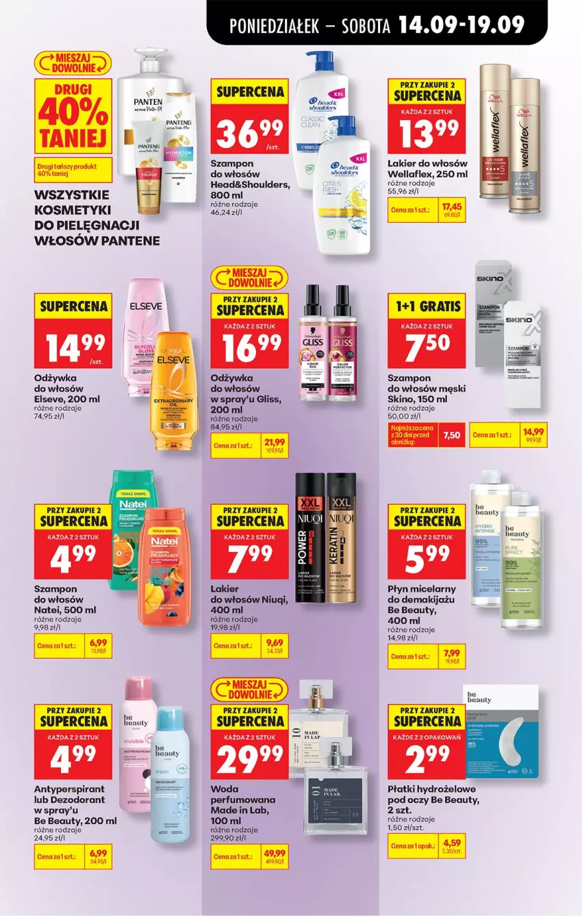 Gazetka promocyjna Biedronka - Od Poniedziałku - ważna 14.09 do 19.09.2026 - strona 81 - produkty: Antyperspirant, Be Be, Dezodorant, Elseve, Fa, Gra, Lakier, Lakier do włosów, Makijaż, Odżywka, Pantene, Perfum, Płyn micelarny, Szampon, Wella, Wellaflex, Woda