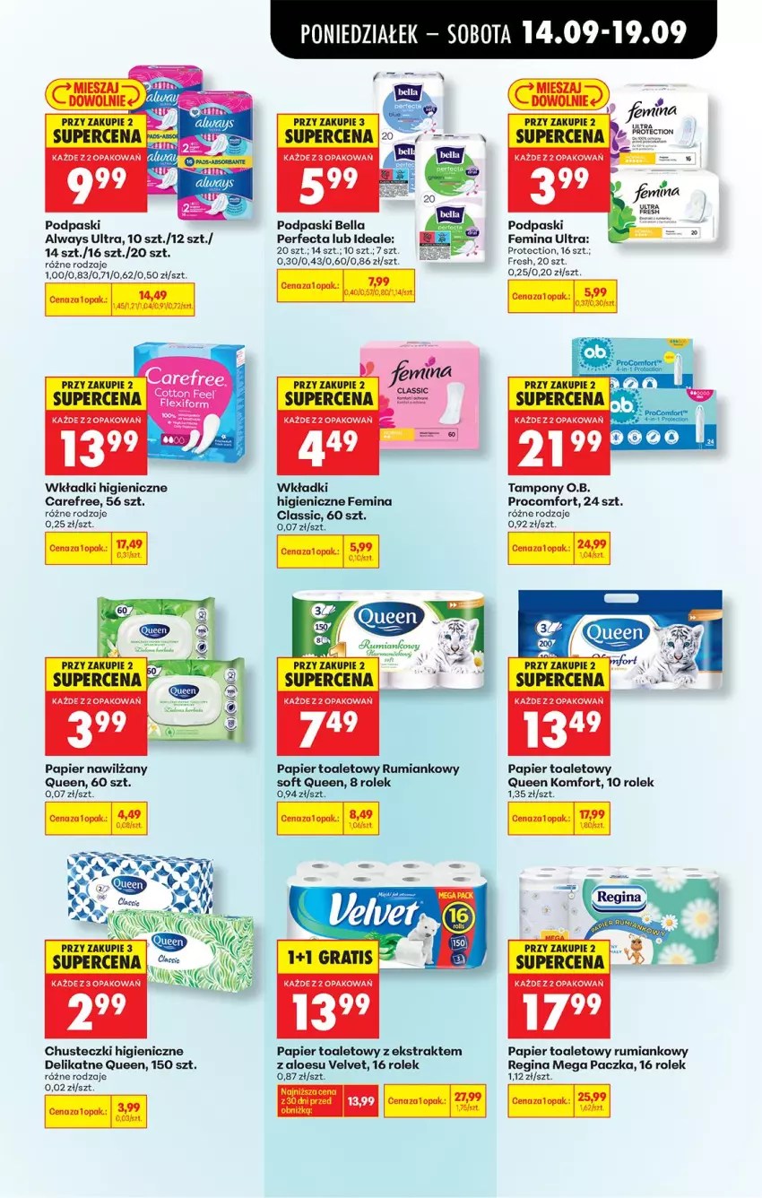 Gazetka promocyjna Biedronka - Od Poniedziałku - ważna 14.09 do 19.09.2026 - strona 85 - produkty: Always, Always Ultra, Carefree, Chusteczki, Gin, Gra, O.B., Papier, Papier toaletowy, Perfecta, Podpaski, Rum, Tampony, Velvet, Wkładki