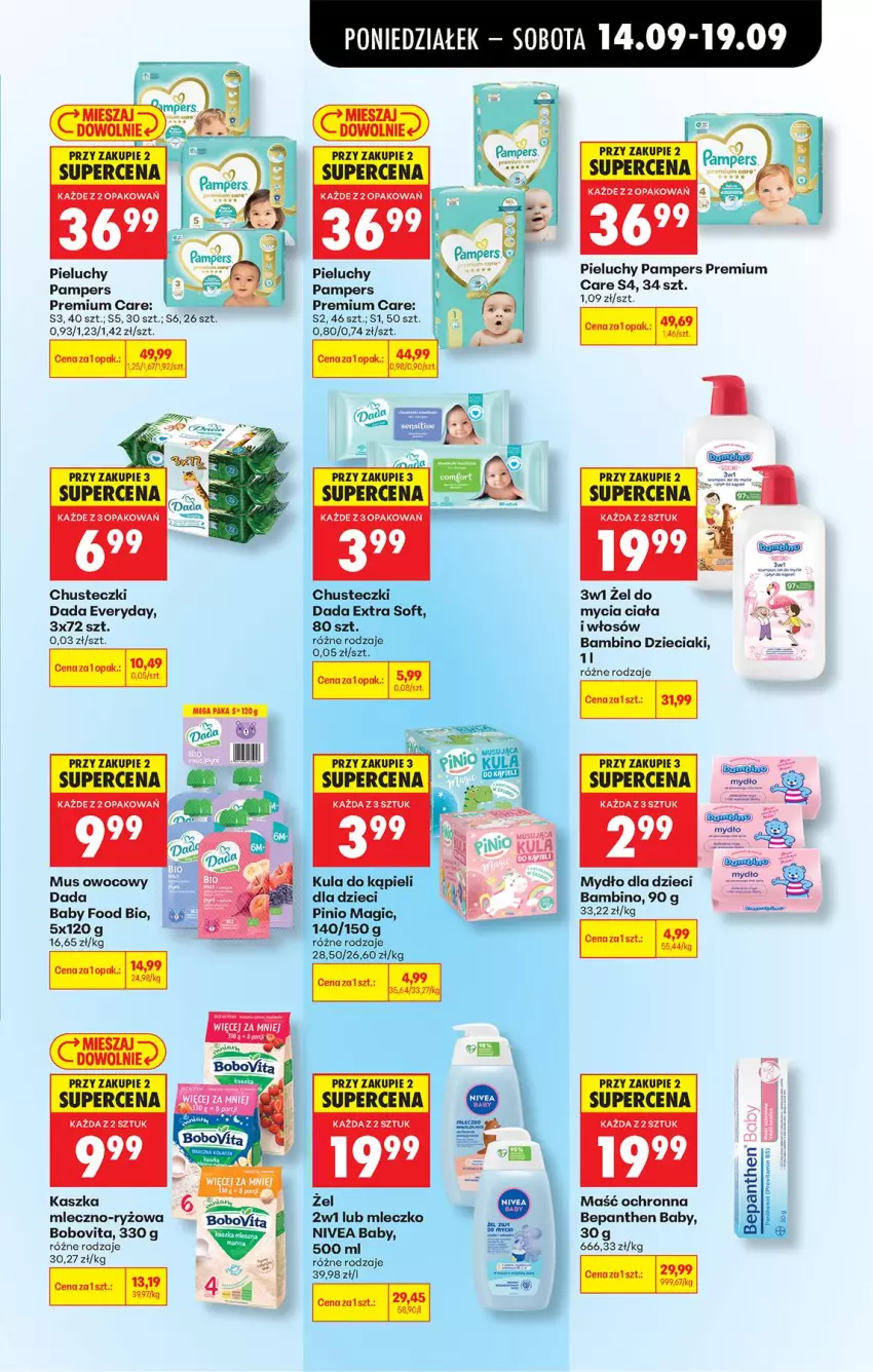 Gazetka promocyjna Biedronka - Od Poniedziałku - ważna 14.09 do 19.09.2026 - strona 87 - produkty: Bepanthen, BoboVita, Chusteczki, Dada, Dzieci, Fa, Mus, Mydło, Pampers, Pieluchy, Ryż