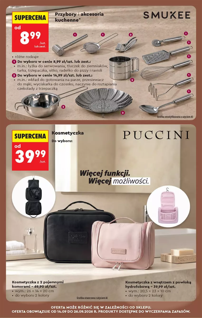 Gazetka promocyjna Biedronka - Od Poniedziałku - ważna 14.09 do 19.09.2026 - strona 95 - produkty: Kosmetyczka, Ser, Sitko, Tarka, Tłuczek, Trzepaczka, Wyciskarka