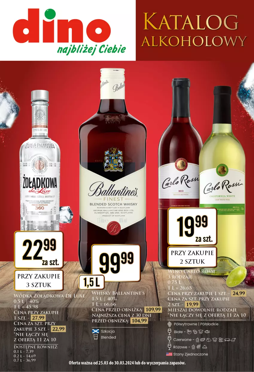 Gazetka promocyjna Dino - Katalog alkoholowy / marzec 2024 - ważna 25.03 do 30.03.2024 - strona 1 - produkty: Ballantine's, JBL, Whisky, Wódka