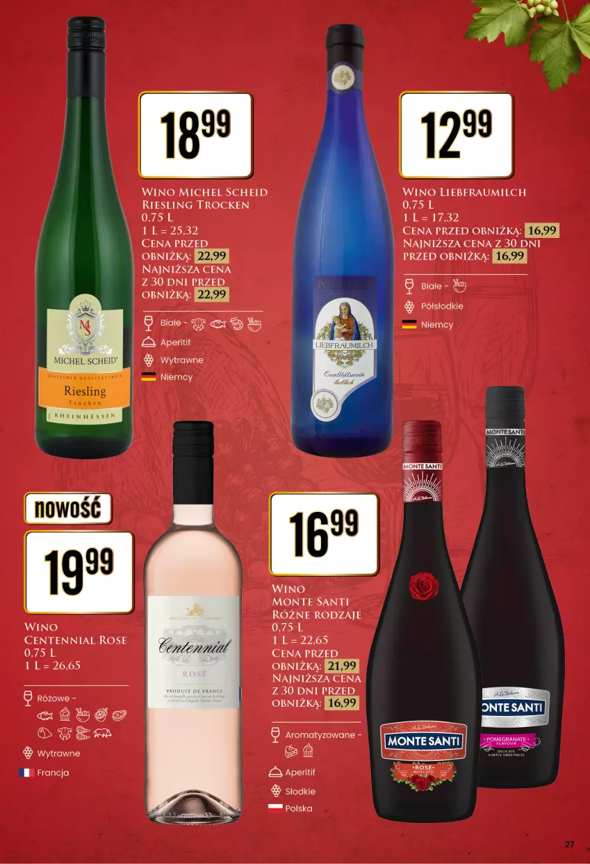 Gazetka promocyjna Dino - Katalog alkoholowy / marzec 2024 - ważna 25.03 do 30.03.2024 - strona 27 - produkty: Monte, Monte Santi, Wagi, Wino