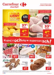 Gazetka promocyjna Carrefour - Gazetka Market - Gazetka - ważna od 25.01 do 25.01.2021 - strona 1 - produkty: Kurczak, Glazura, Mięso mielone, Sok, Ser, Por, Inka, Sokołów, Cytryny, Chleb wieloziarnisty, Bagietka, Półbagietka, Chleb, Lazur, Mięso, Podudzie z kurczaka