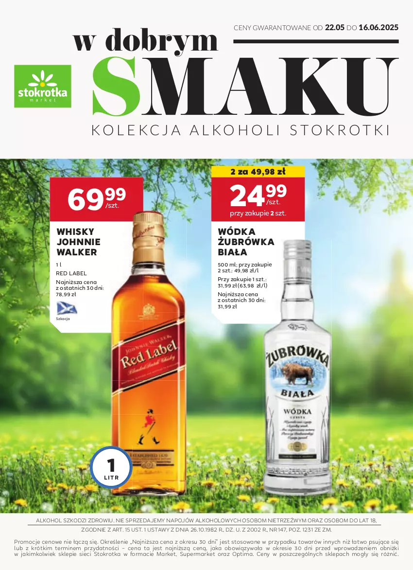 Gazetka promocyjna Stokrotka - W dobrym smaku - Market - ważna 22.05 do 16.06.2025 - strona 1 - produkty: Johnnie Walker, Koc, Optima, Whisky, Wódka