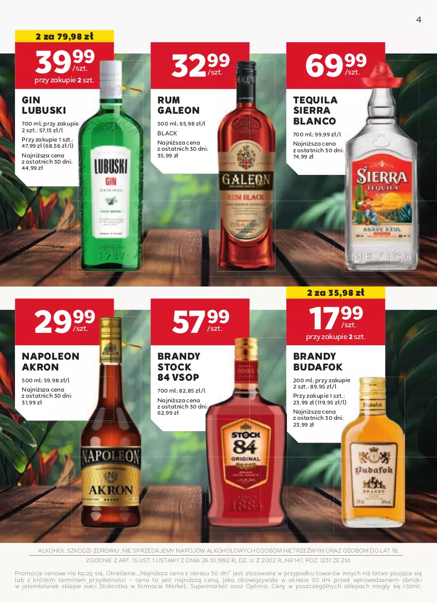 Gazetka promocyjna Stokrotka - W dobrym smaku - Market - ważna 22.05 do 16.06.2025 - strona 4 - produkty: Brandy, Gin, Lack, Leon, Oleo, Optima, Rum, Stock, Tequila