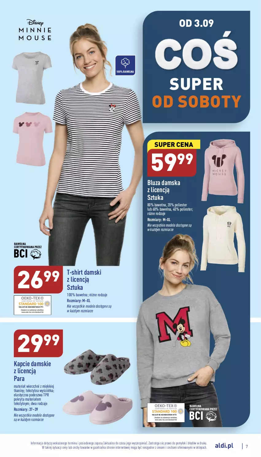 Gazetka promocyjna Aldi - Zaplanuj zakupy wcześniej - ważna 31.08 do 03.09.2022 - strona 7 - produkty: Bluza, Kapcie, T-shirt, Wełna