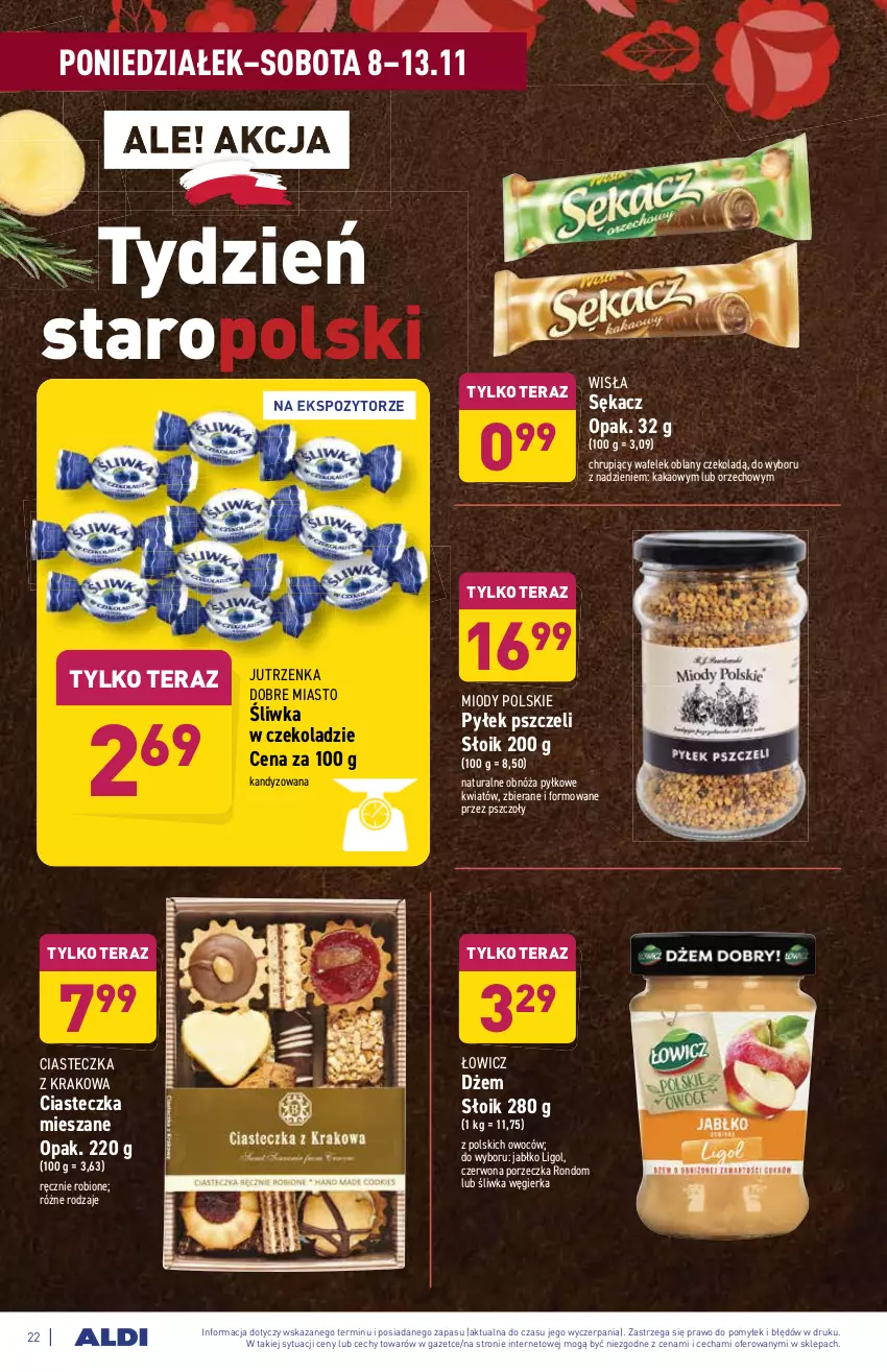 Gazetka promocyjna Aldi - ważna 08.11 do 13.11.2021 - strona 22 - produkty: Dżem, Jutrzenka, Kakao, Ligol, Por, Sękacz, Tera, Wafelek