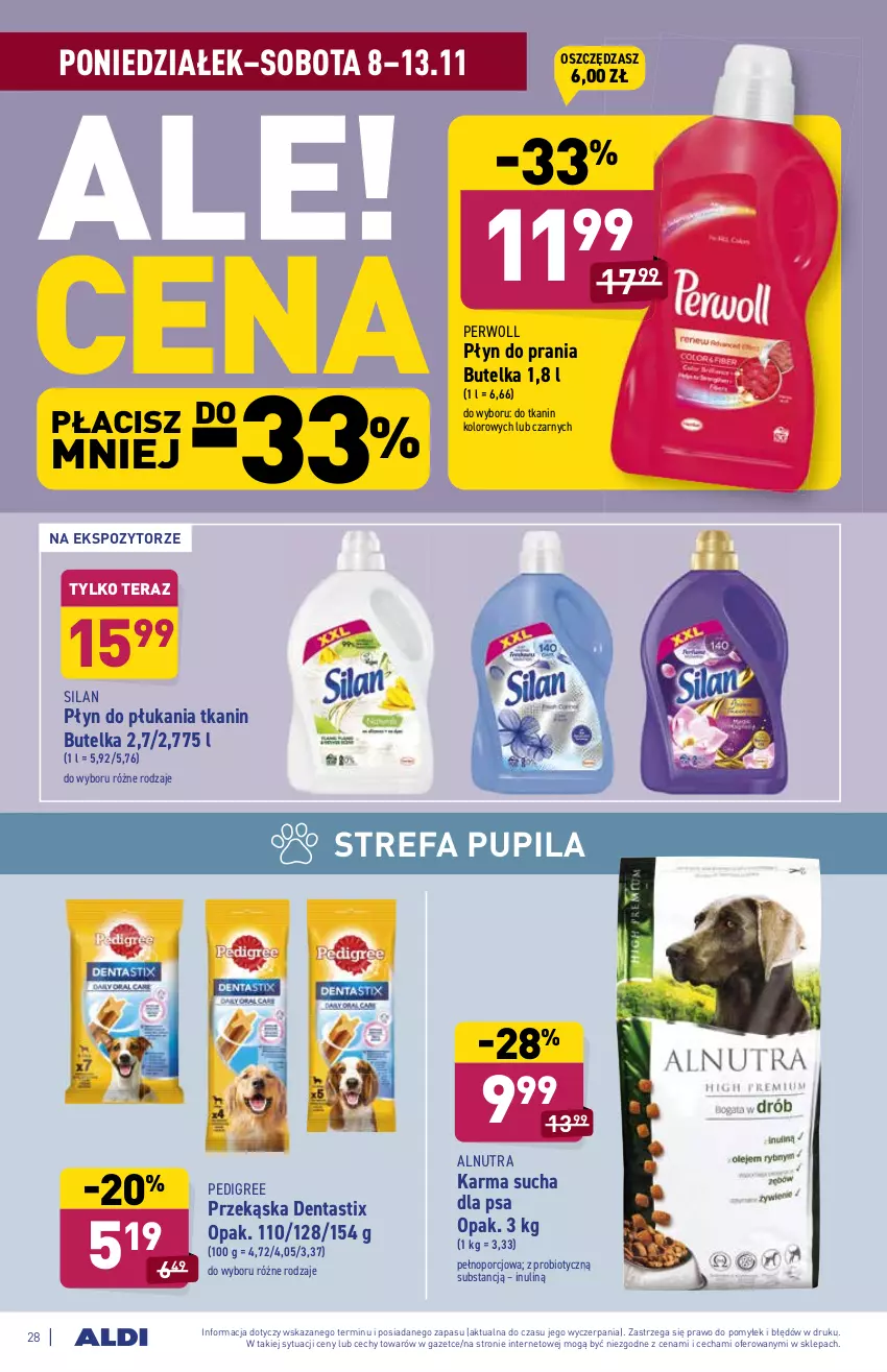 Gazetka promocyjna Aldi - ważna 08.11 do 13.11.2021 - strona 28 - produkty: Fa, Pedigree, Perwoll, Płyn do płukania, Płyn do prania, Por, Silan, Tera