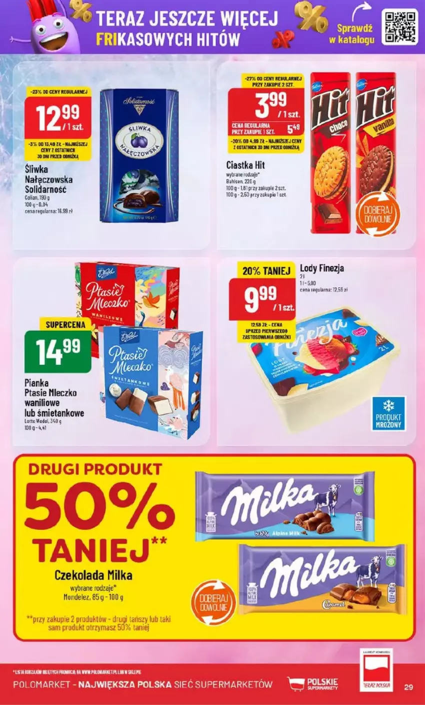 Gazetka promocyjna PoloMarket - ważna 05.02 do 11.02.2025 - strona 22 - produkty: Ciastka, Czekolada, Fa, Lody, Milka, Mleczko, Noż, Por, Ptasie mleczko, Tera