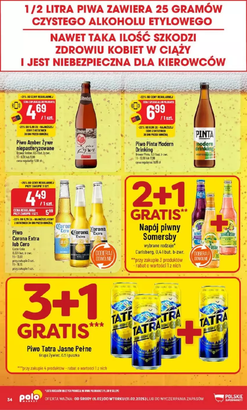 Gazetka promocyjna PoloMarket - ważna 05.02 do 11.02.2025 - strona 28 - produkty: Carlsberg, Corona Extra, Fa, Gra, Napój, Piwa, Piwo, Somersby, Tatra