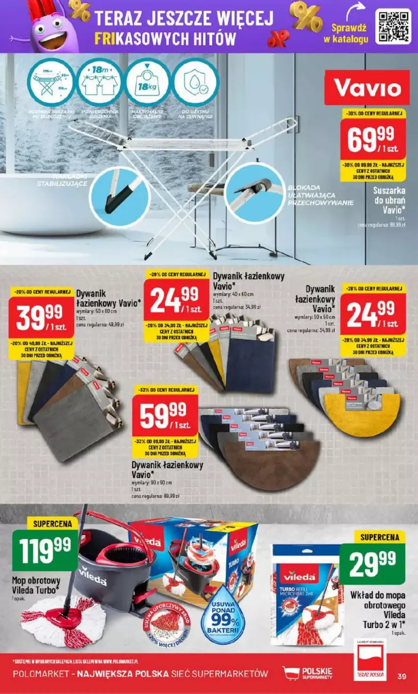 Gazetka promocyjna PoloMarket - ważna 05.02 do 11.02.2025 - strona 33 - produkty: Dywan, Dywanik, Dywanik łazienkowy, Gala, Mop, Suszarka, Tera, Vileda, Wkład do mopa