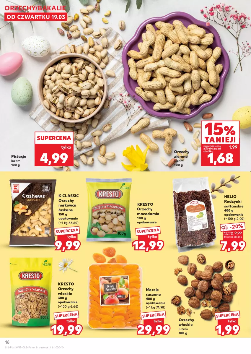 Gazetka promocyjna Kaufland - Kaufland - ważna 19.03 do 04.04.2026 - strona 16 - produkty: Helio, Orzechy włoskie, Pistacje, Rodzynki