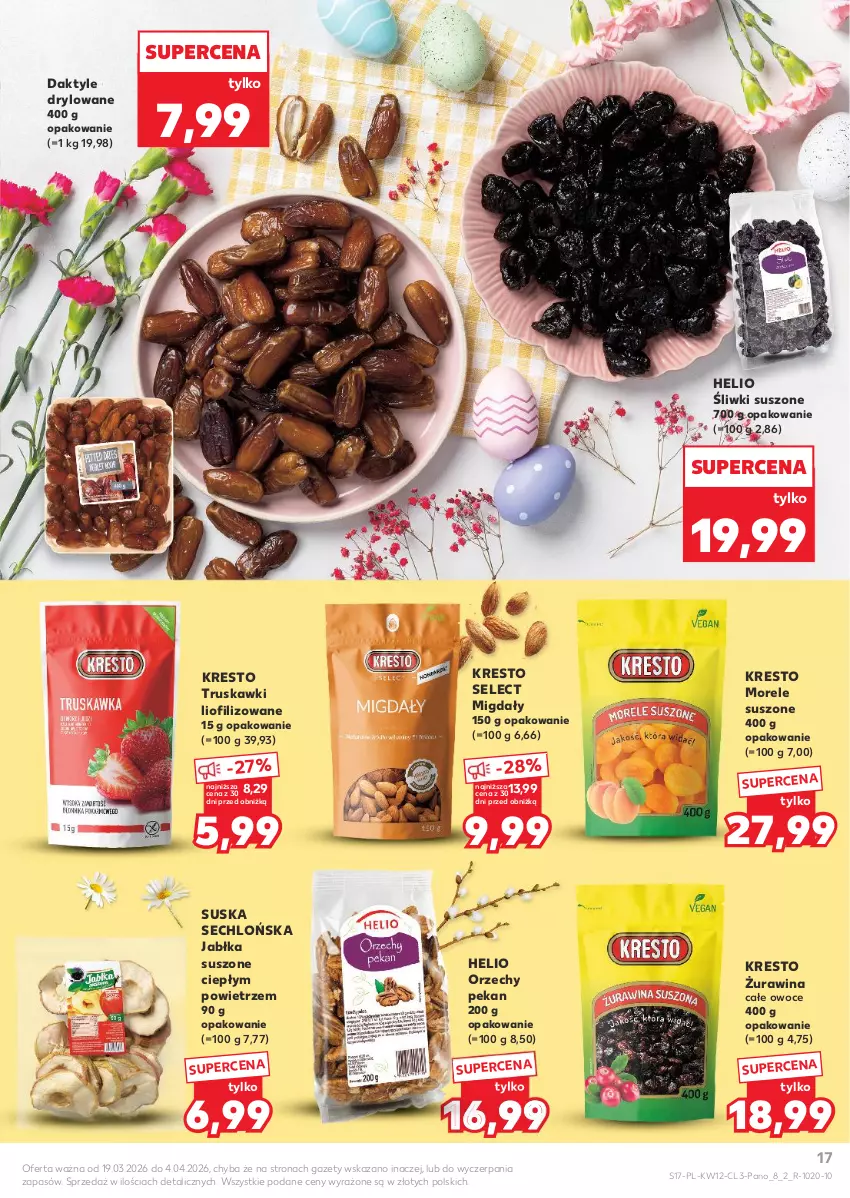 Gazetka promocyjna Kaufland - Kaufland - ważna 19.03 do 04.04.2026 - strona 17 - produkty: Daktyle, Helio, Jabłka, Migdały, Owoce, Truskawki