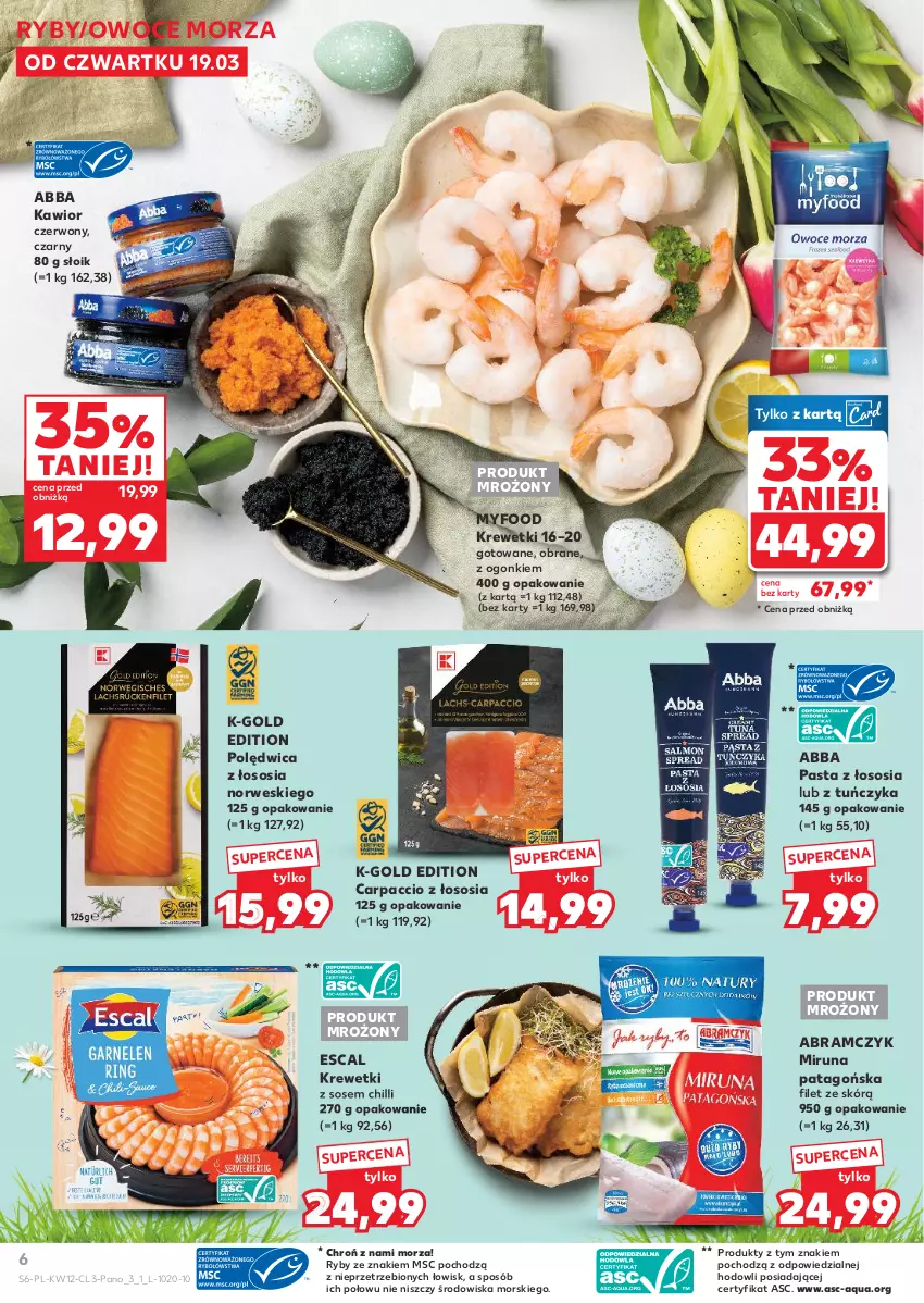 Gazetka promocyjna Kaufland - Kaufland - ważna 19.03 do 04.04.2026 - strona 6 - produkty: Carpaccio, Kawior, Krewetki, Miruna, Owoce, Owoce morza, Polędwica, Sos, Tago, Tuńczyk
