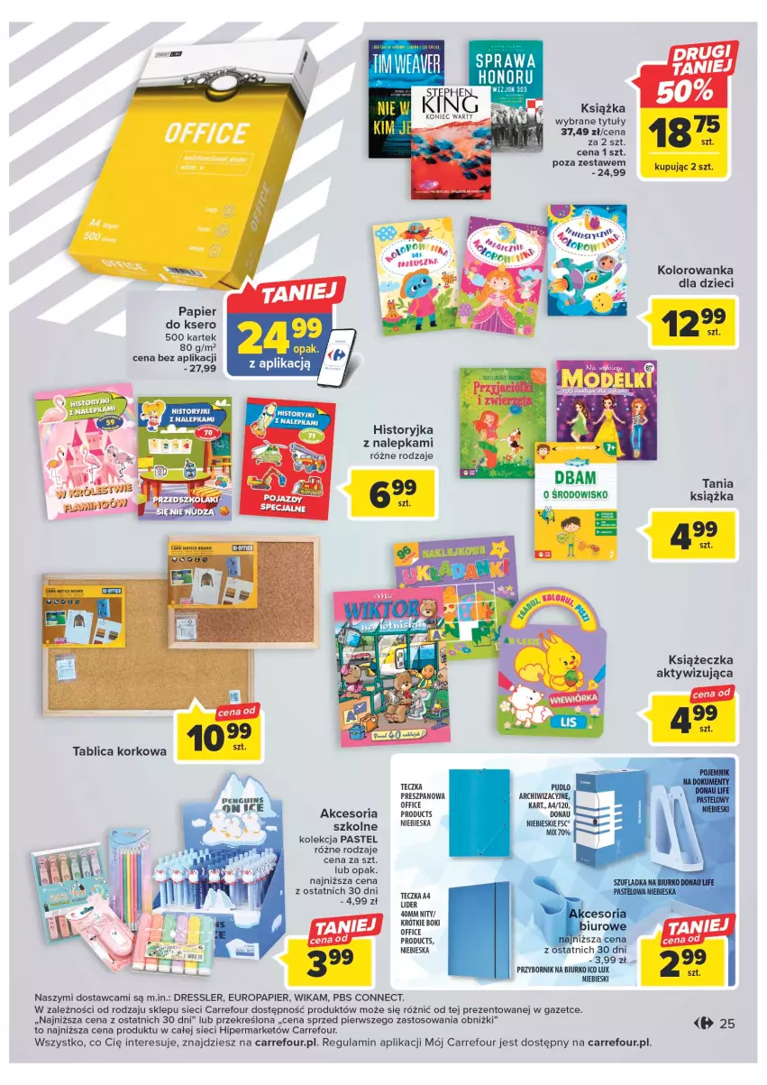 Gazetka promocyjna Carrefour - Gazetka Carrefour - ważna 10.01 do 21.01.2023 - strona 25 - produkty: Biurko, Dres, Dzieci, Kolorowanka, Książka, Papier, Papier do ksero, Ser