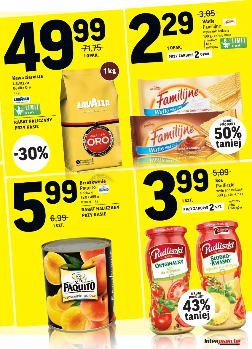 Gazetka promocyjna Intermarche - Gazetka promocyjna - ważna 01.02 do 07.02.2022 - strona 36 - produkty: Brzoskwinie, Fa, Kawa, Kawa ziarnista, Pudliszki, Sos, Wafle