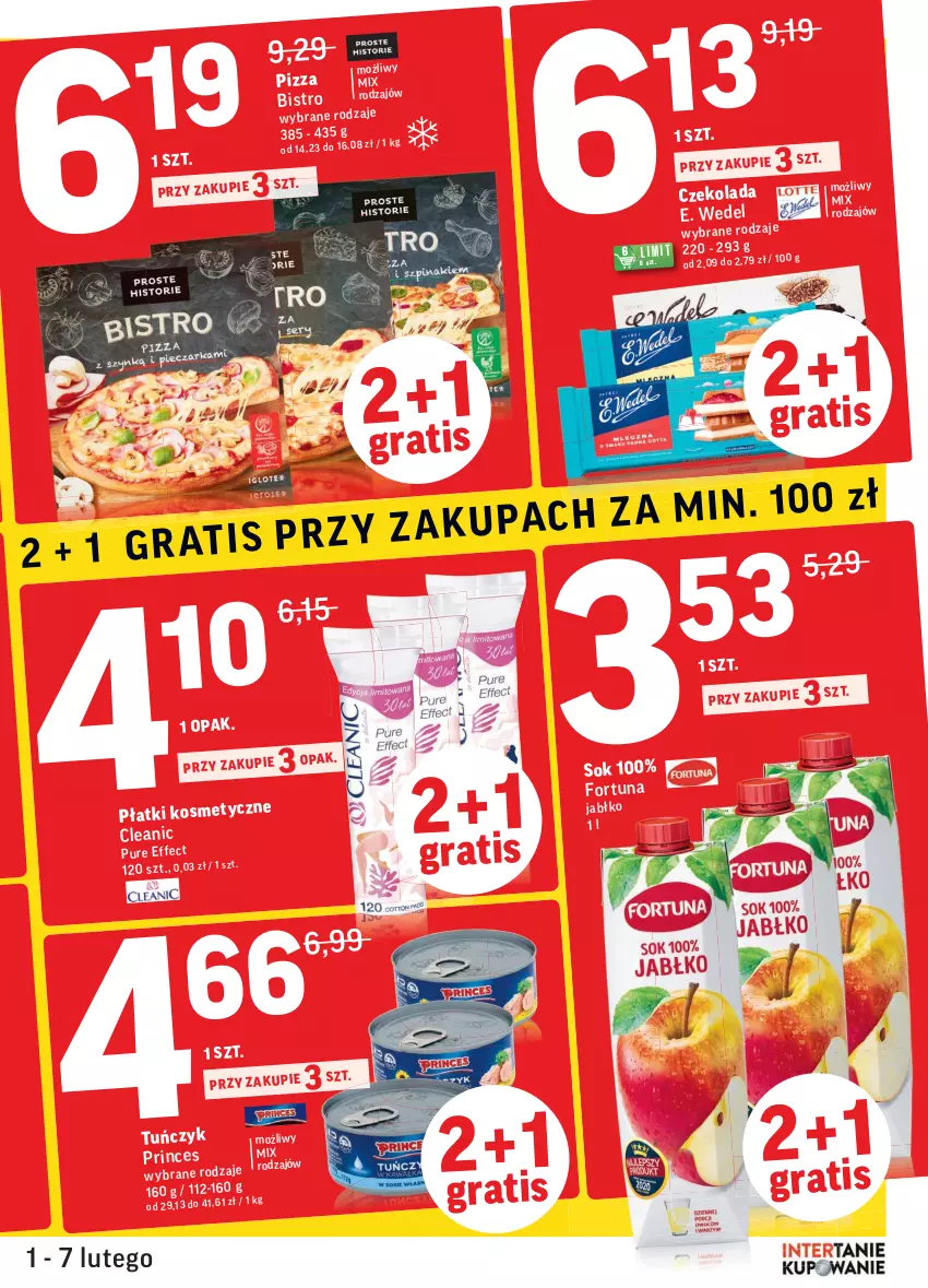 Gazetka promocyjna Intermarche - Gazetka promocyjna - ważna 01.02 do 07.02.2022 - strona 5 - produkty: Cleanic, Czekolada, E. Wedel, Fortuna, Pizza, Pur, Sok, Tuńczyk