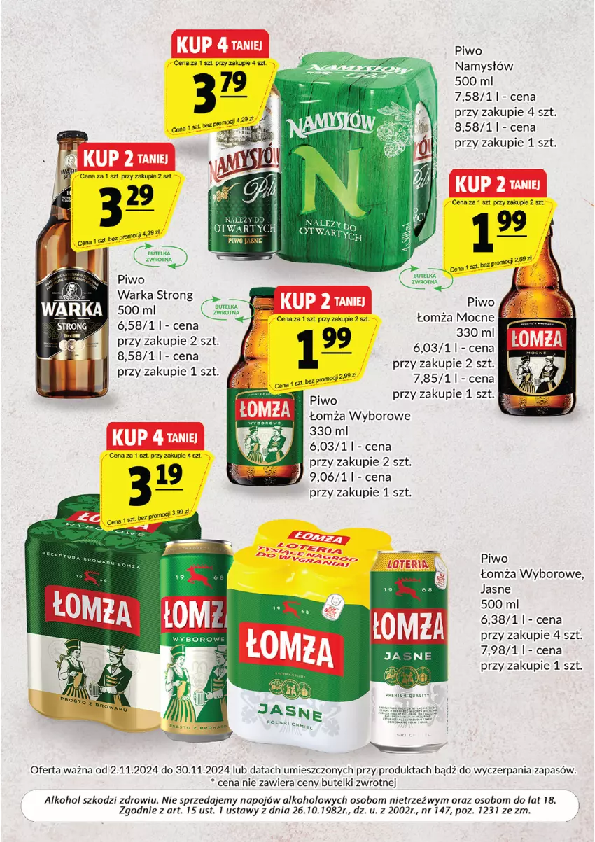 Gazetka promocyjna Prim Market - ważna 02.11 do 30.11.2024 - strona 7 - produkty: Namysłów, Piwo, Warka