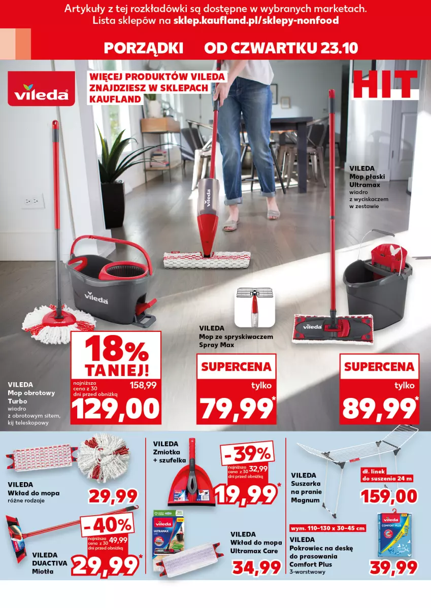Gazetka promocyjna Kaufland - Kaufland - ważna 23.10 do 28.10.2025 - strona 10 - produkty: Miotła, Mop, Pokrowiec, Pokrowiec na deskę, Rama, Suszarka, Suszarka na pranie, Szufelka, Teleskop, Vileda, Wiadro, Wkład do mopa